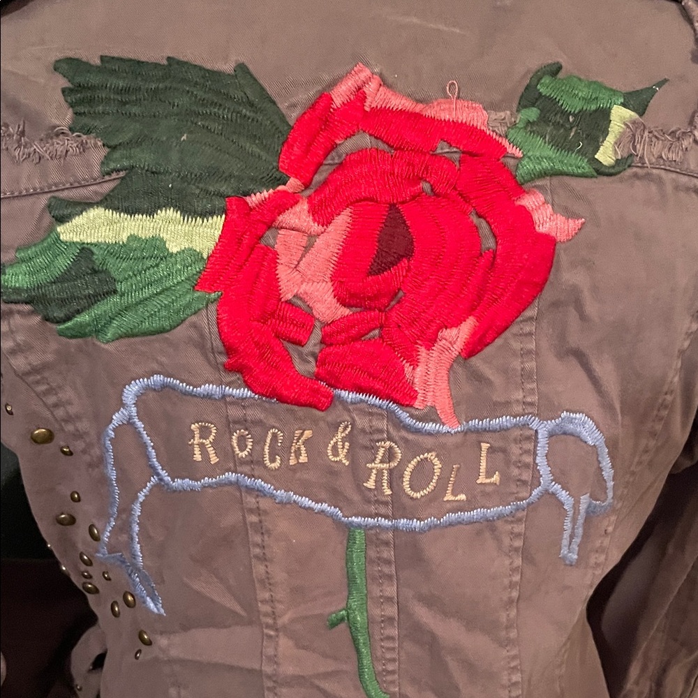 Embroidered Utility Jacket in Purple - Picture 9 of 10